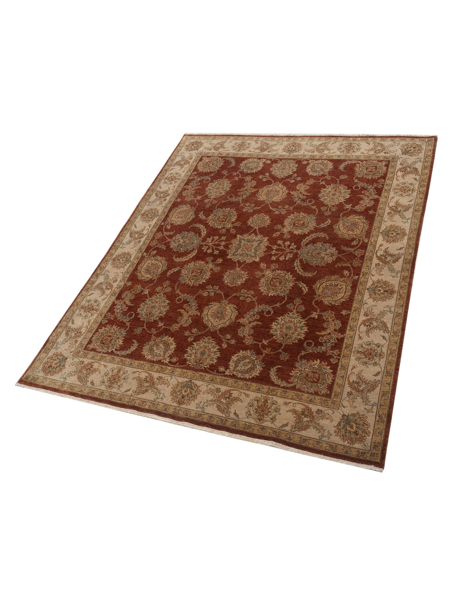 Crown 115639 Rust Ivory 8x10 Hand Knotted Rug