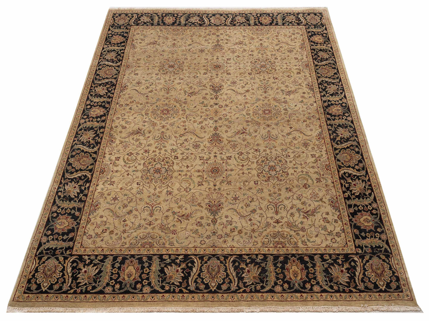 Platinum 115668 Green Black 7.11x9.6 Hand Knotted Rug