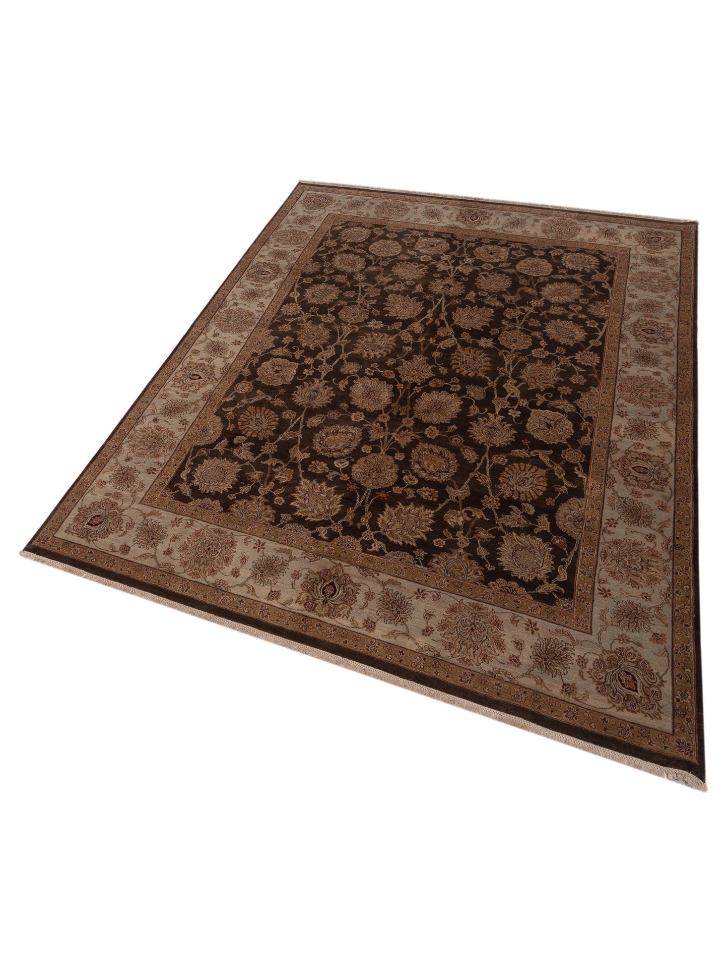 Crown 115726 Brown Ivory 8x10 Hand Knotted Rug