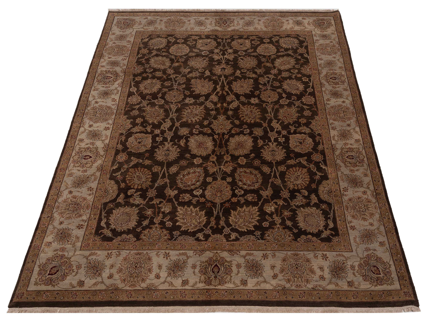 Crown 115726 Brown Ivory 8x10 Hand Knotted Rug