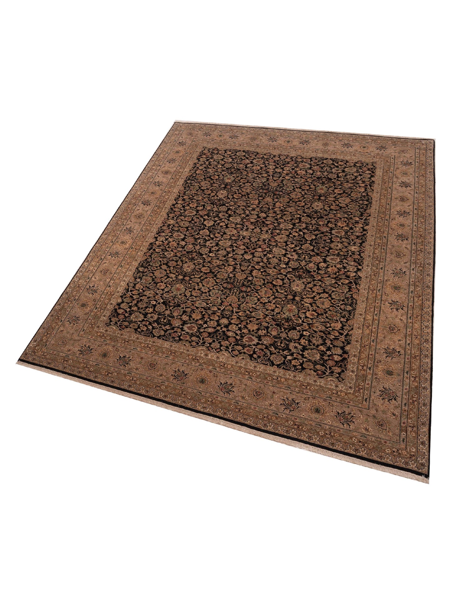 Platinum 115727 Black Beige 9.3x11.11 Hand Knotted Rug