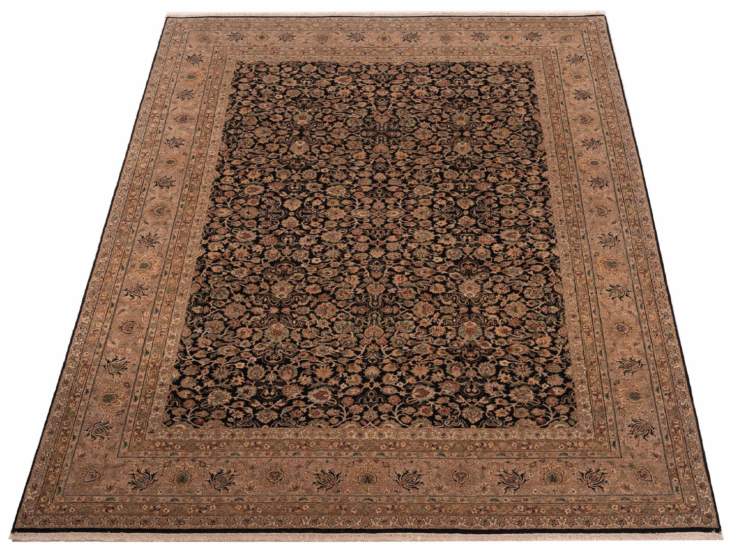 Platinum 115727 Black Beige 9.3x11.11 Hand Knotted Rug