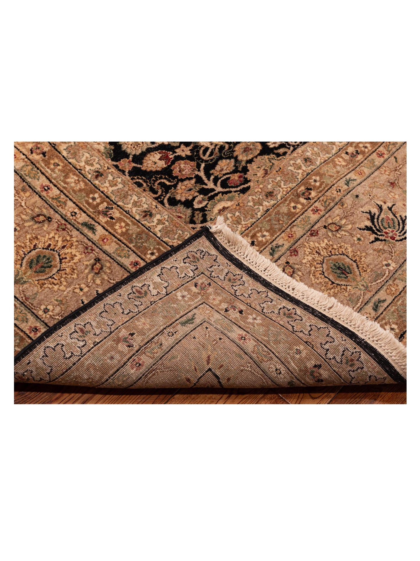 Platinum 115727 Black Beige 9.3x11.11 Hand Knotted Rug