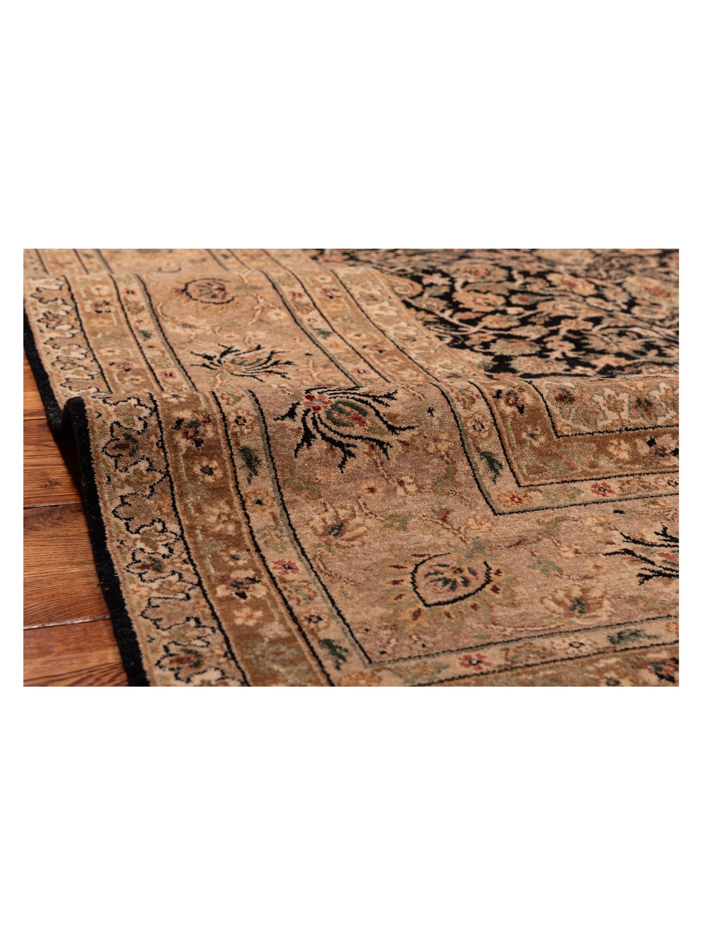 Platinum 115727 Black Beige 9.3x11.11 Hand Knotted Rug