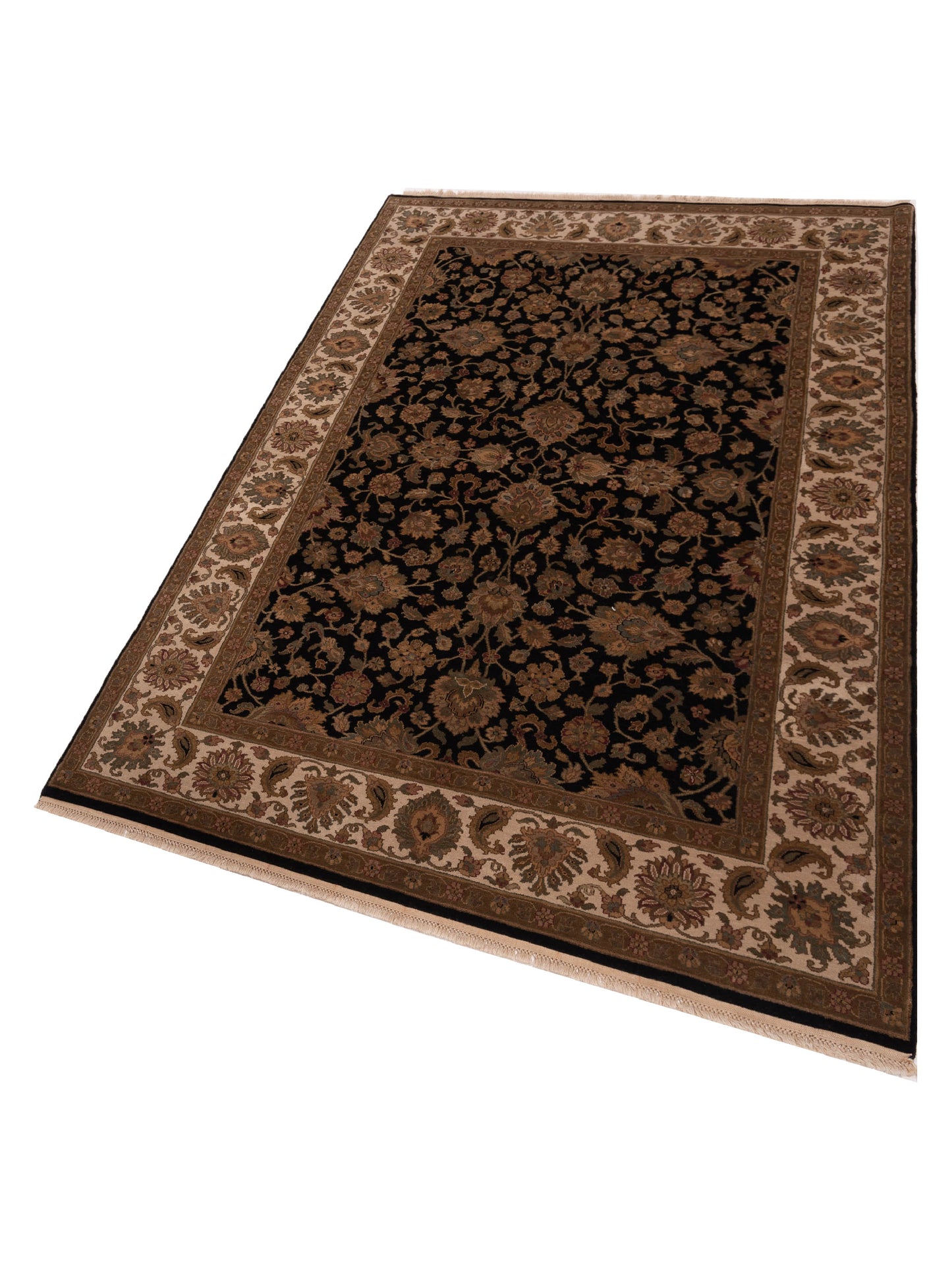 Crown 115748 Black Ivory 6x9.2 Hand Knotted Rug