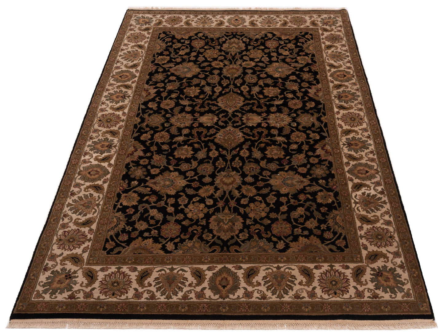 Crown 115748 Black Ivory 6x9.2 Hand Knotted Rug