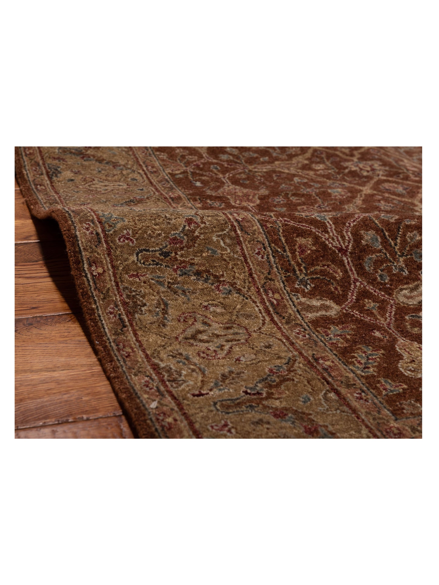 Platinum 115909 Brown Green 3.11x5.11 Hand Knotted Rug