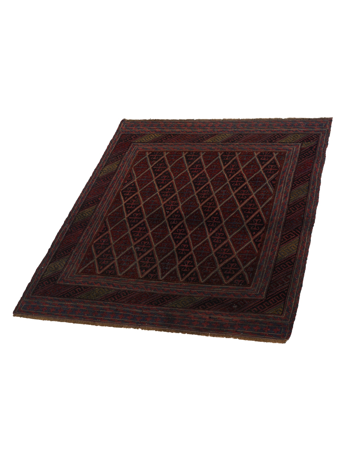 Afghan Soumak 116328 Charcoal Red 5x6 Hand Woven Rug