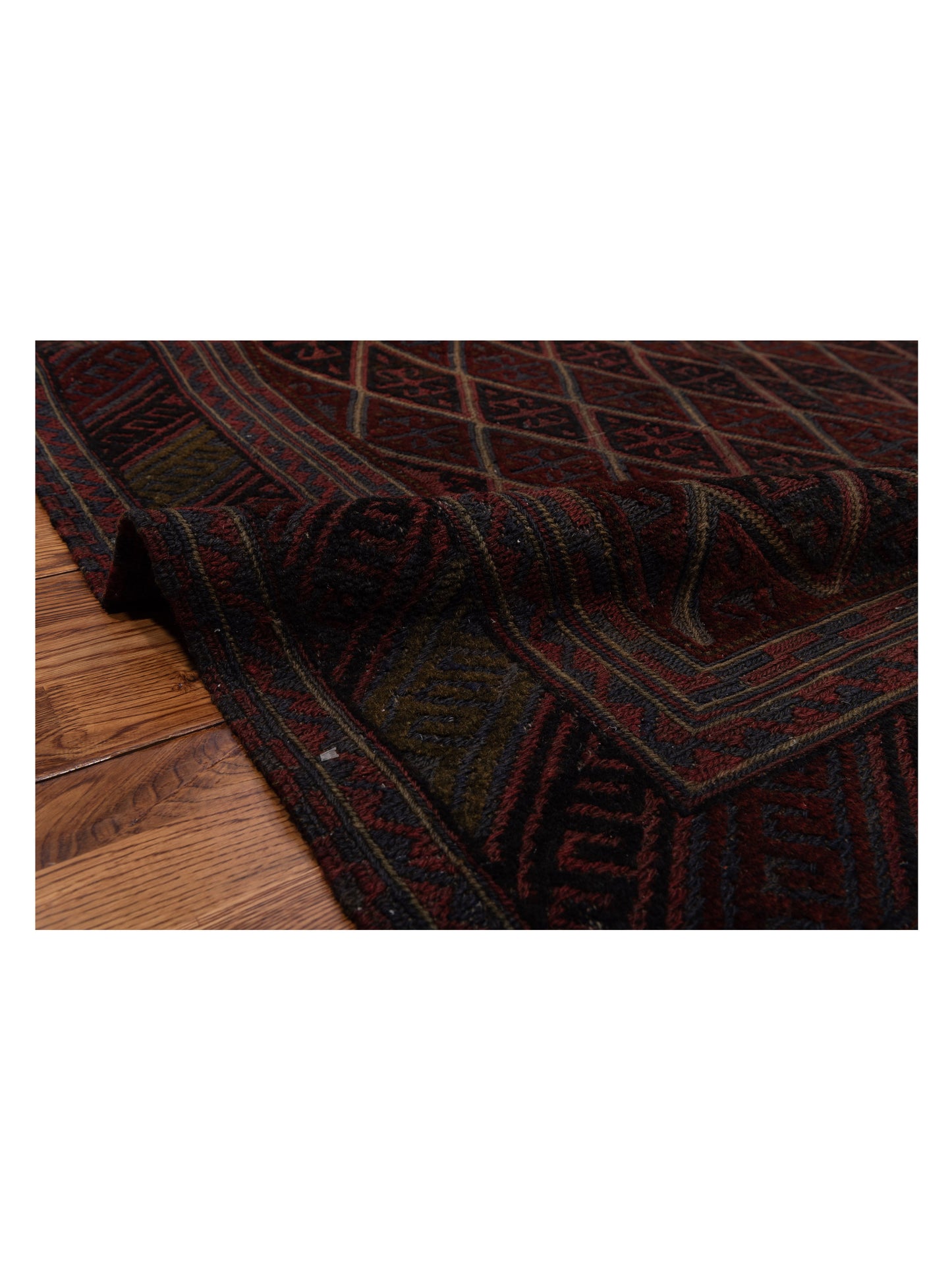 Afghan Soumak 116328 Charcoal Red 5x6 Hand Woven Rug