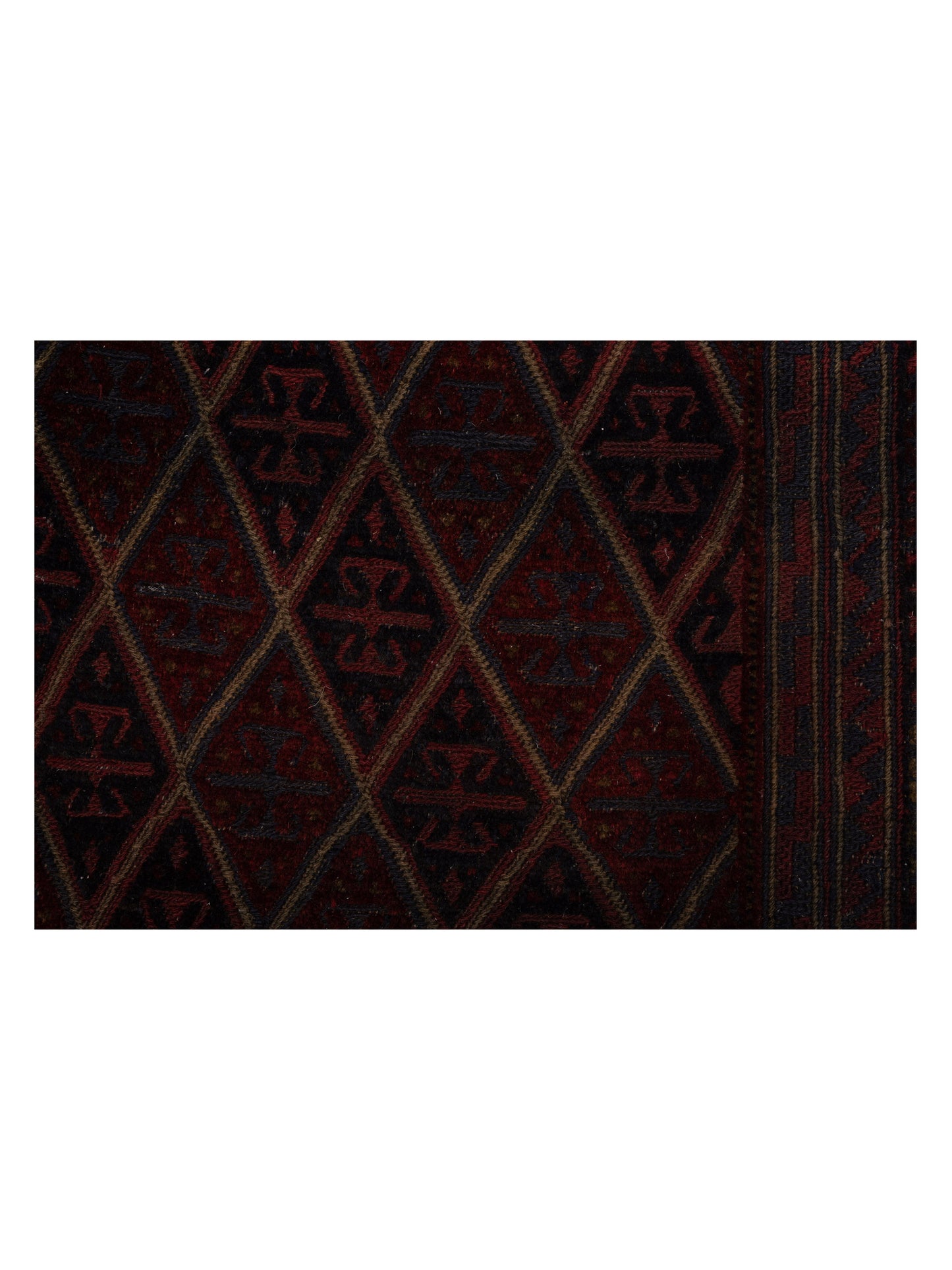 Afghan Soumak 116328 Charcoal Red 5x6 Hand Woven Rug