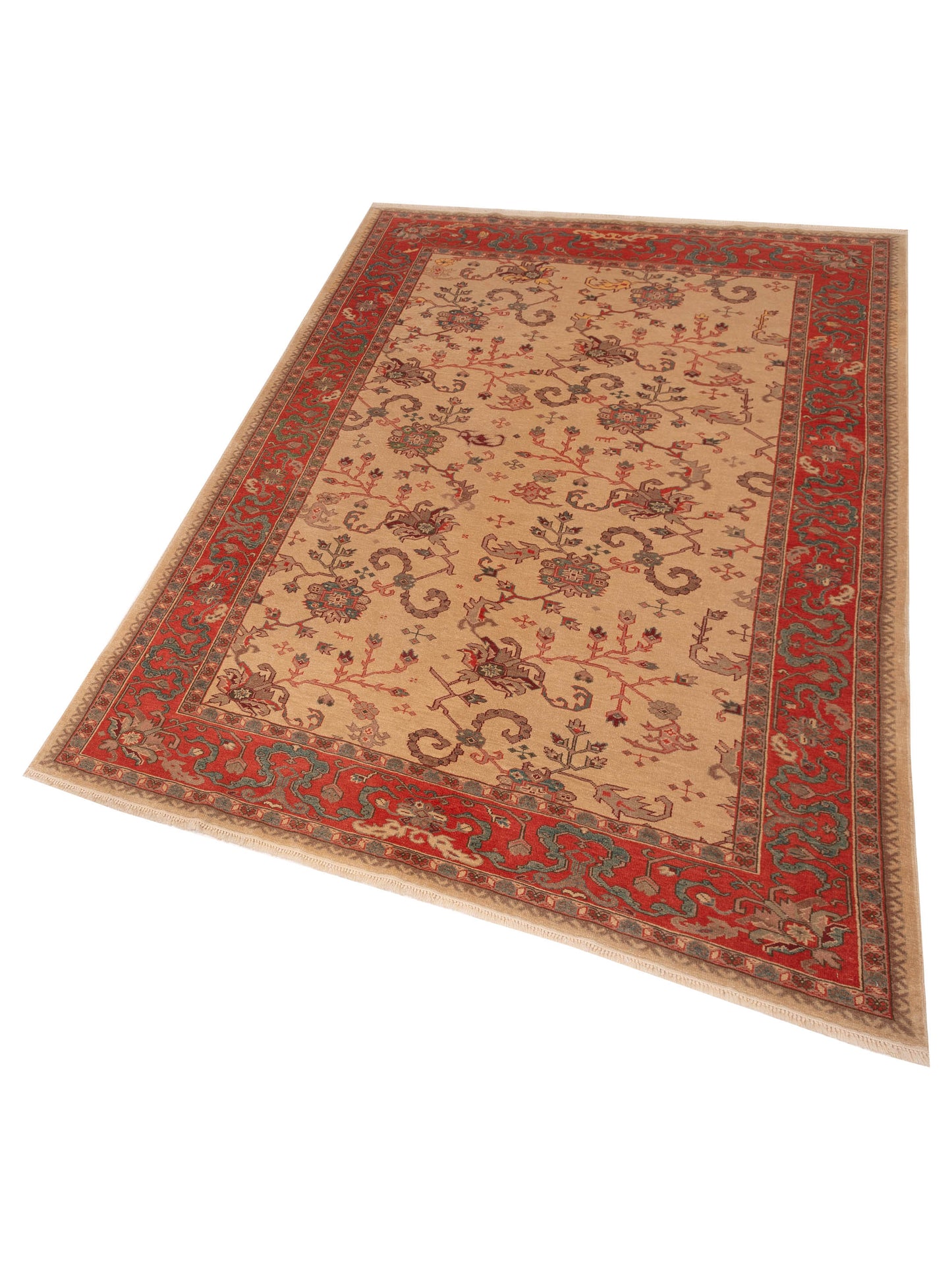 Antique Loom 117140 Ivory Rust 6.8x9.7 Hand Knotted Rug