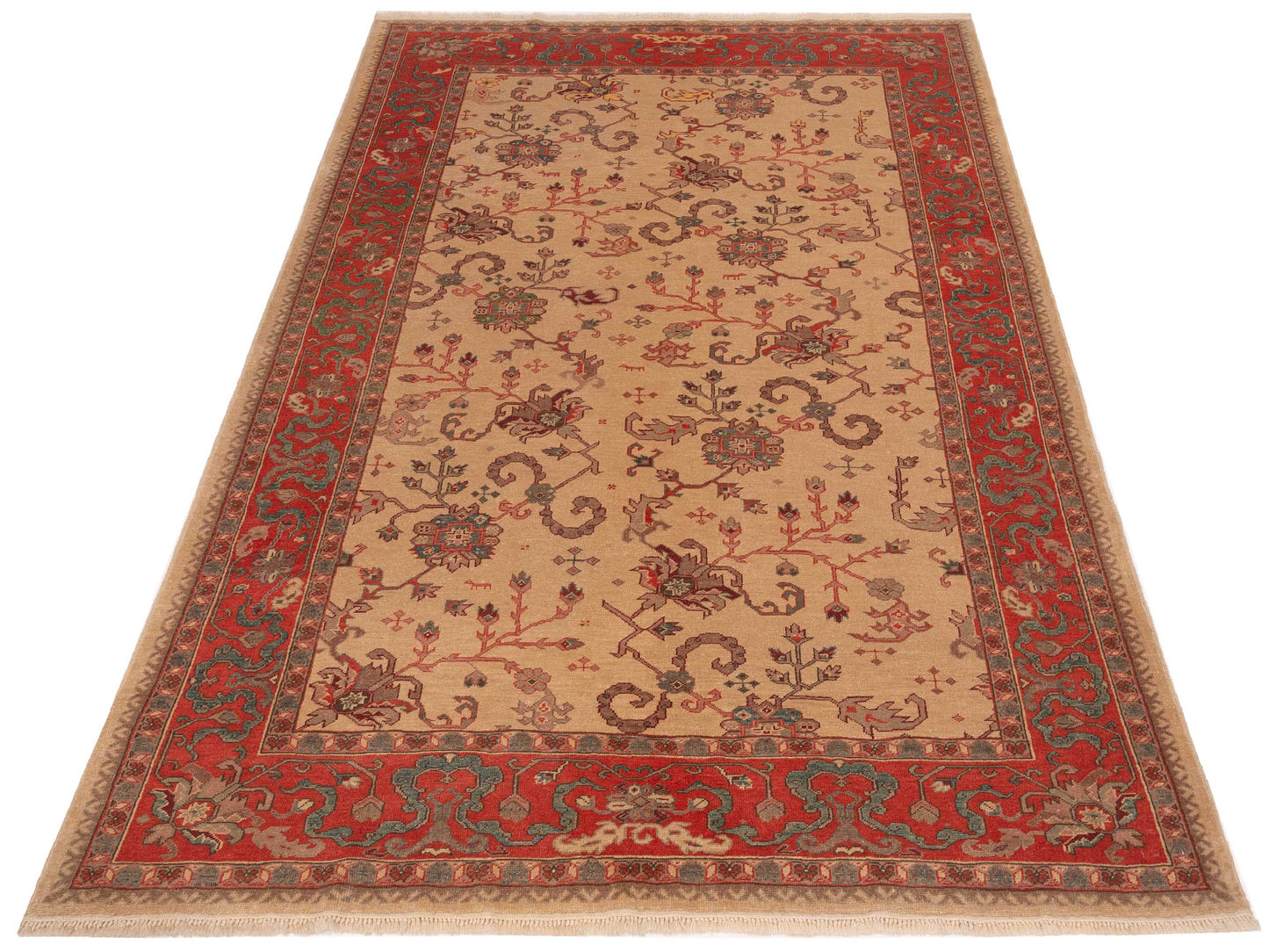 Antique Loom 117140 Ivory Rust 6.8x9.7 Hand Knotted Rug