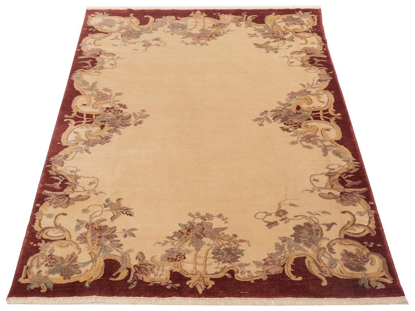 Antique Loom 117151 Red Ivory 6.10x9.2 Hand Knotted Rug