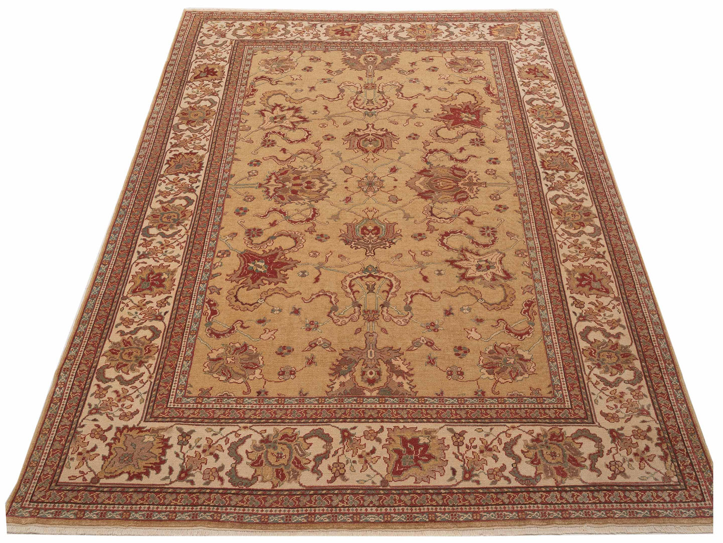 Antique Loom 117180 Gold Ivory 8.3x10.3 Hand Knotted Rug