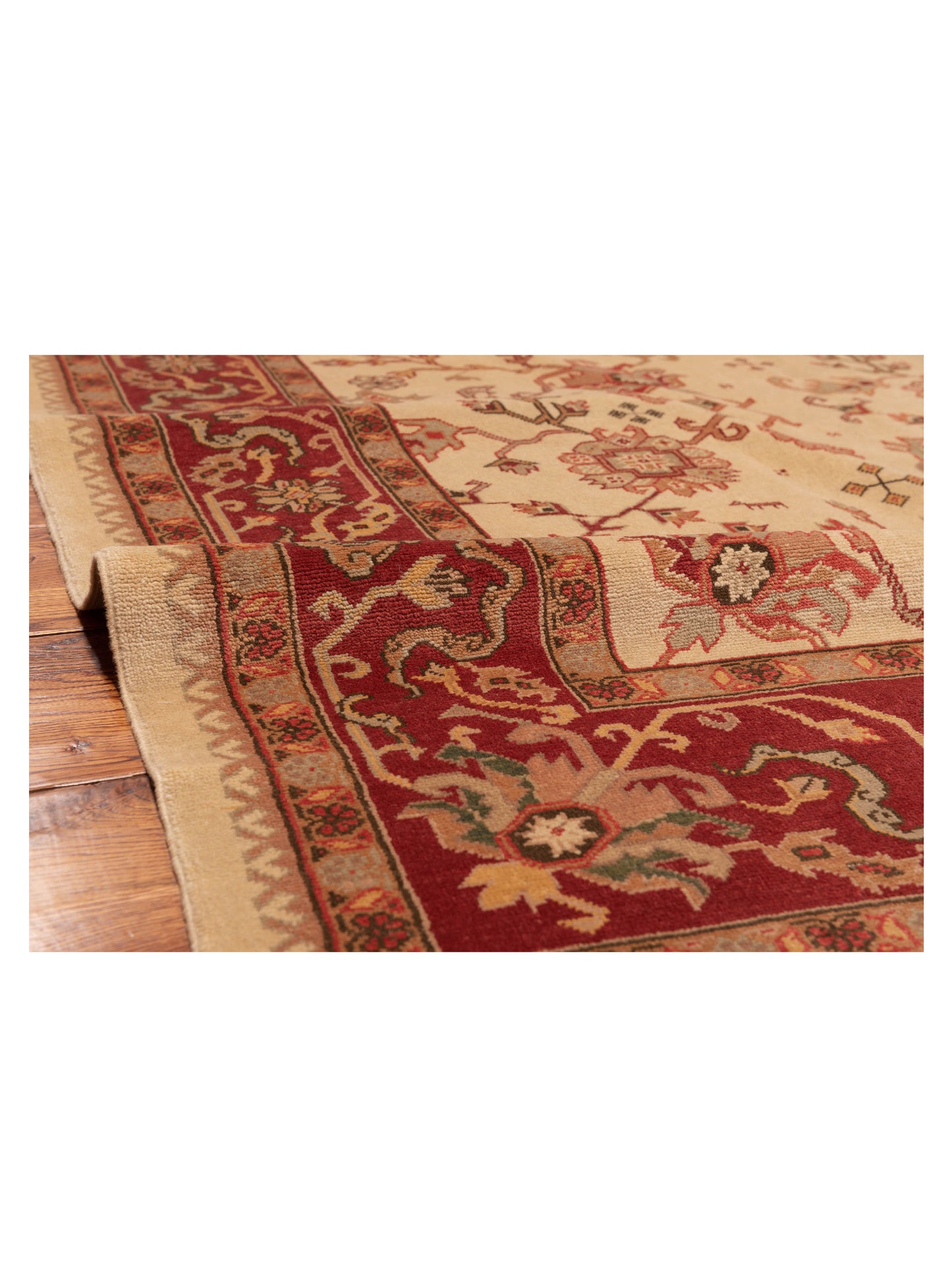 Antique Loom 117181 Ivory Red 6.9x9.5 Hand Knotted Rug