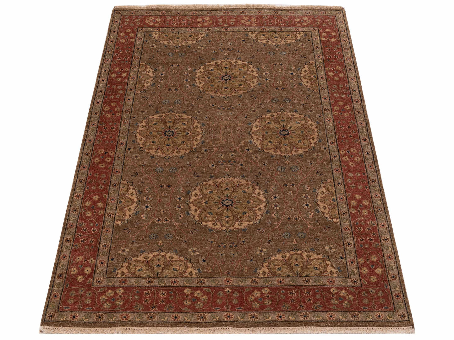 Platinum 117246 Green Terracotta 4.1x6 Hand Knotted Rug
