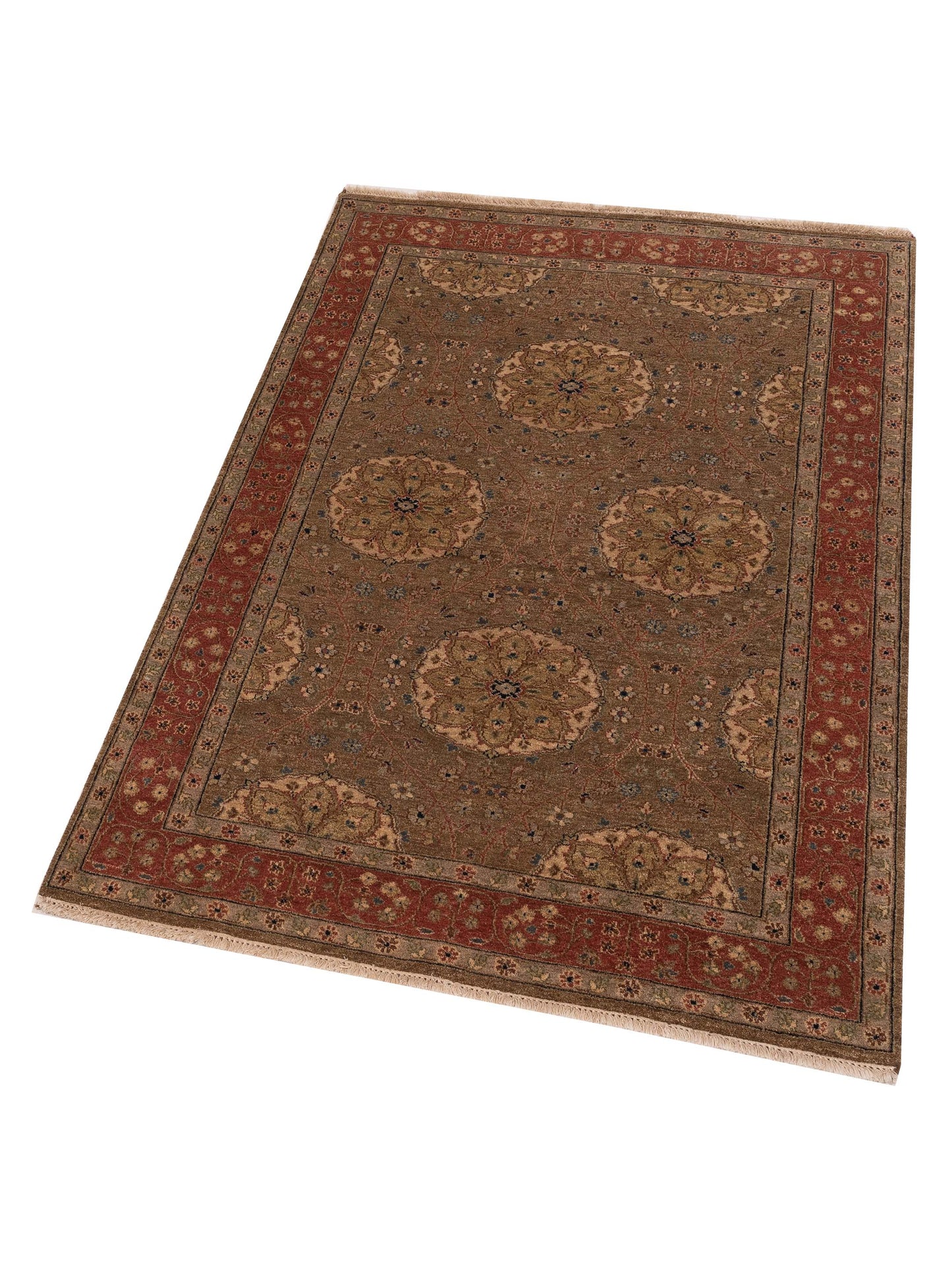 Platinum 117246 Green Terracotta 4.1x6 Hand Knotted Rug