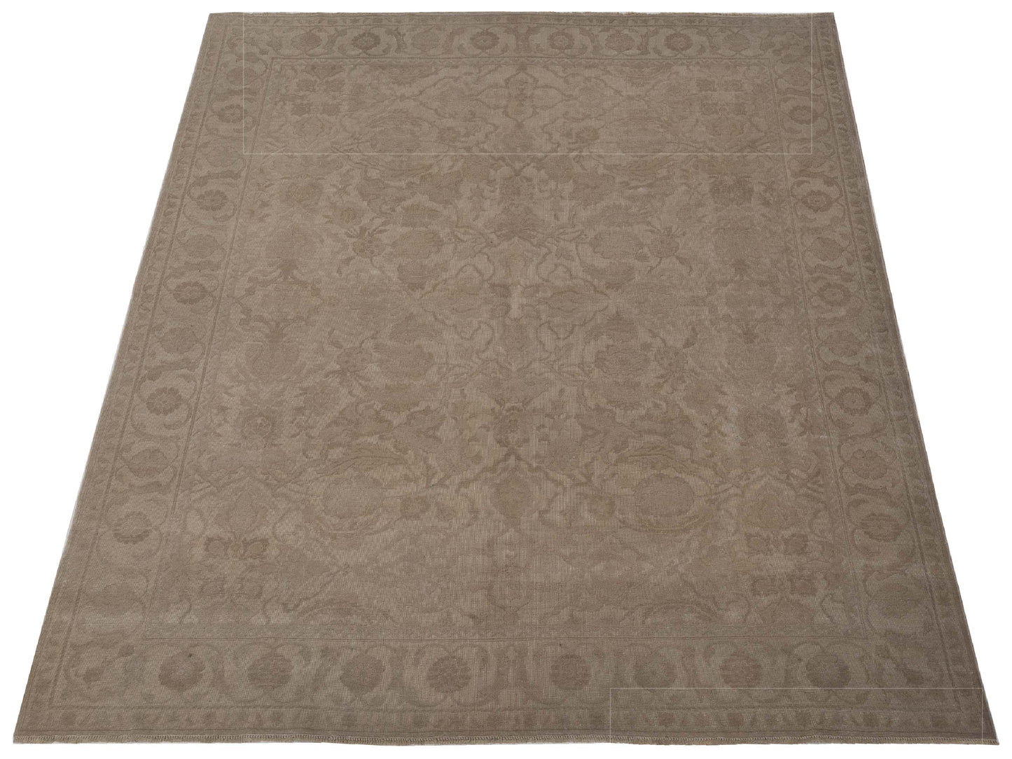 Vintage 117263 Beige 7.11x9.1 Hand Knotted Rug