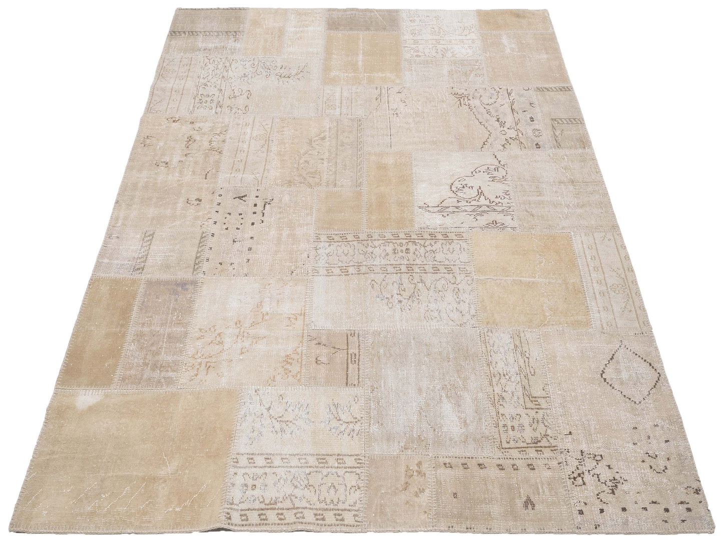 Turkish Vestige Patchwork 117420 Natural 8.3x9.10 Hand Knotted Rug
