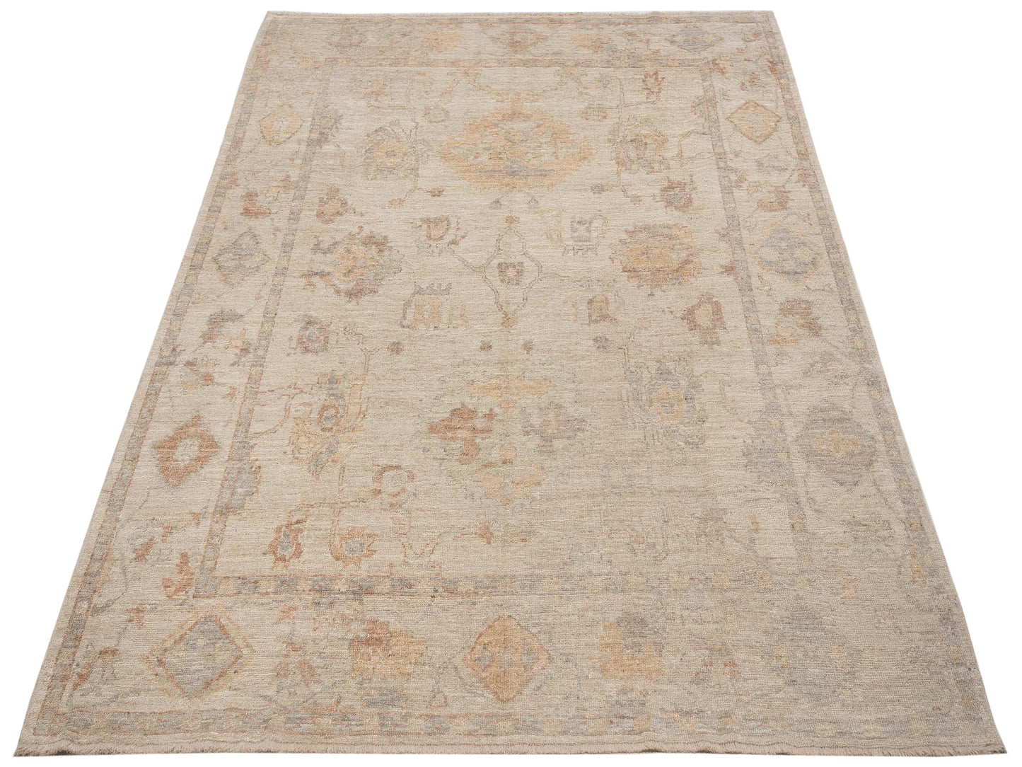 Angora Oushak 117554 Beige Ivory 8.6x10.4 Hand Knotted Rug
