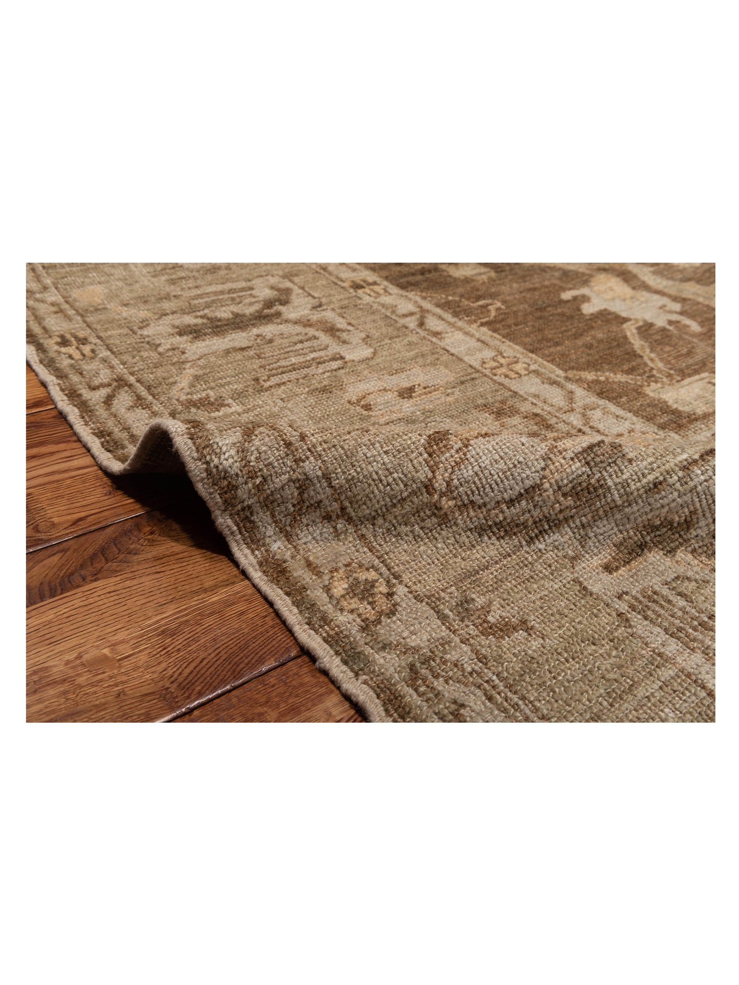 Angora Oushak 117656 Brown Green 9.10x13.5 Hand Knotted Rug