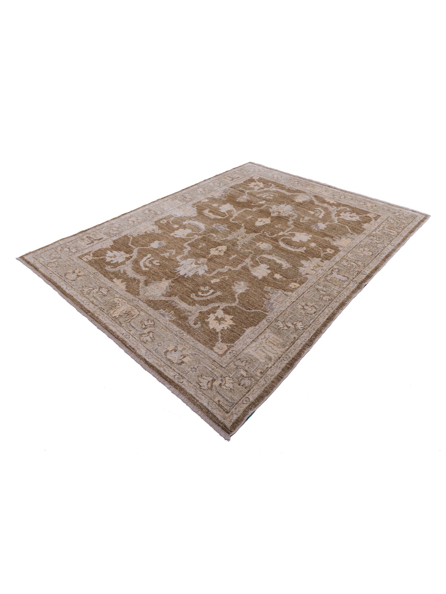Angora Oushak 117668 Brown Green 6.1x8.3 Hand Knotted Rug