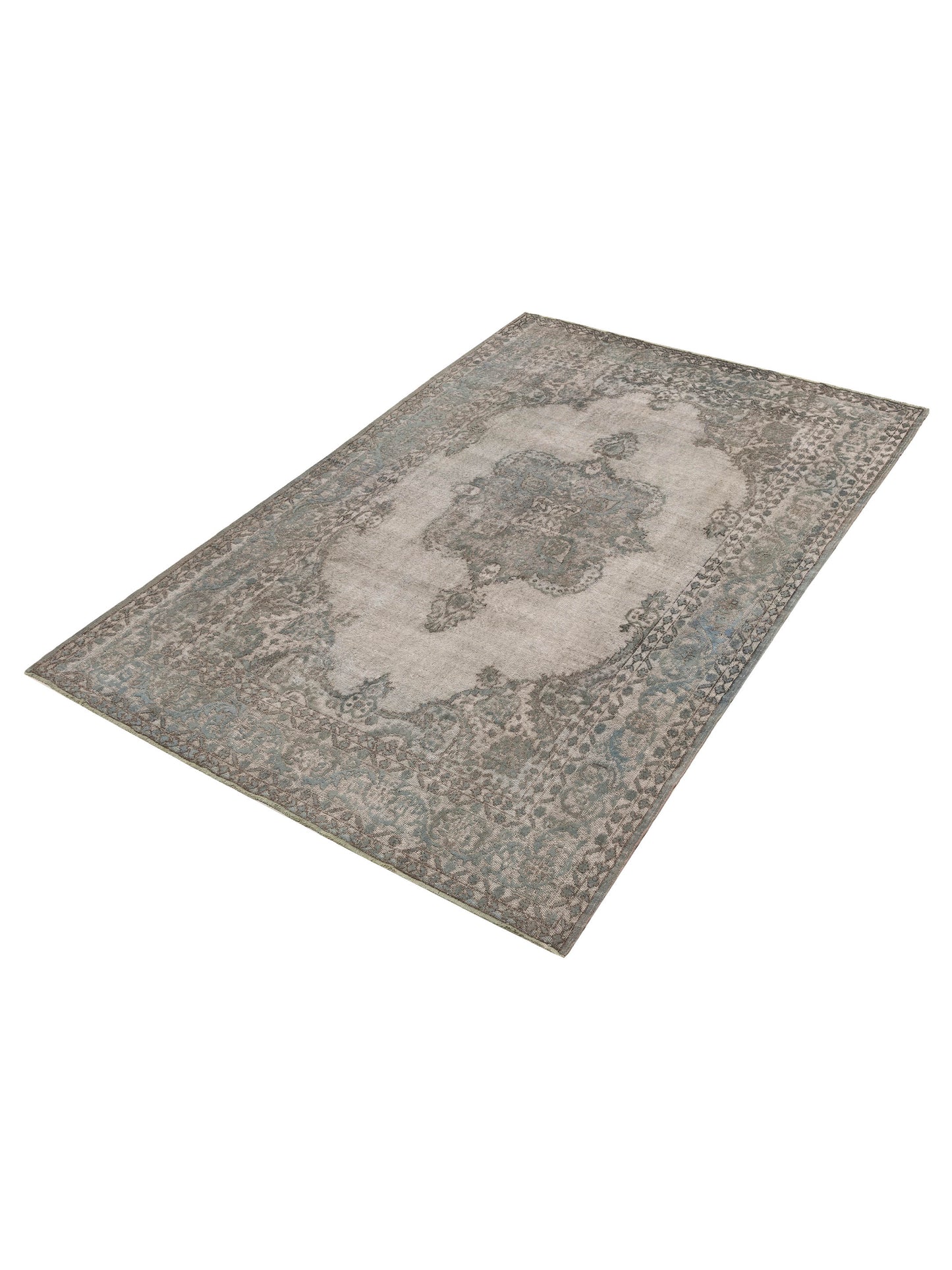 Vintage 117736 Gray Gray 6.11x10.4 Hand Knotted Rug