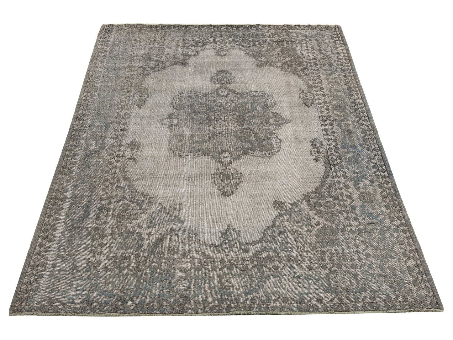 Vintage 117736 Gray Gray 6.11x10.4 Hand Knotted Rug