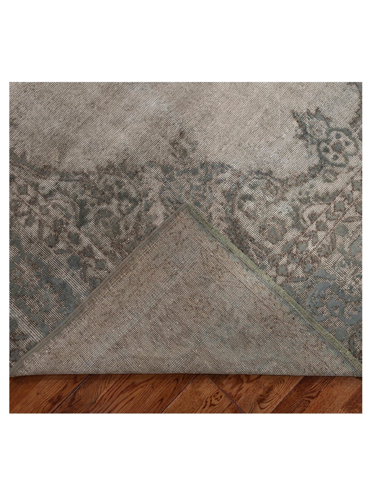 Vintage 117736 Gray Gray 6.11x10.4 Hand Knotted Rug