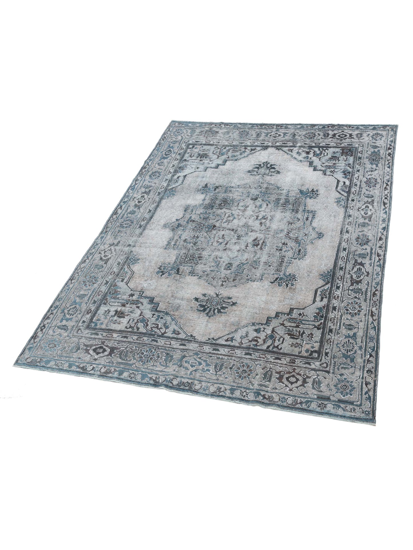 Vintage 117744 Light Blue 7.10x11 Hand Knotted Rug