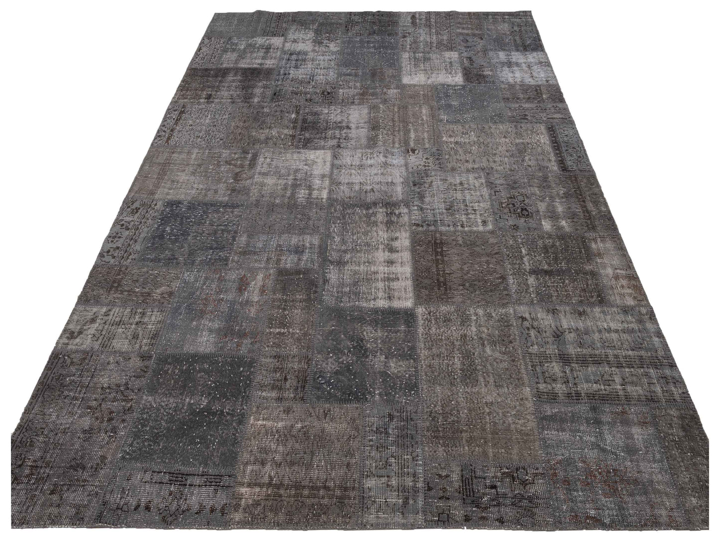 Turkish Vestige Patchwork 117749 Dark Gray 9.10x13.11 Hand Knotted Rug