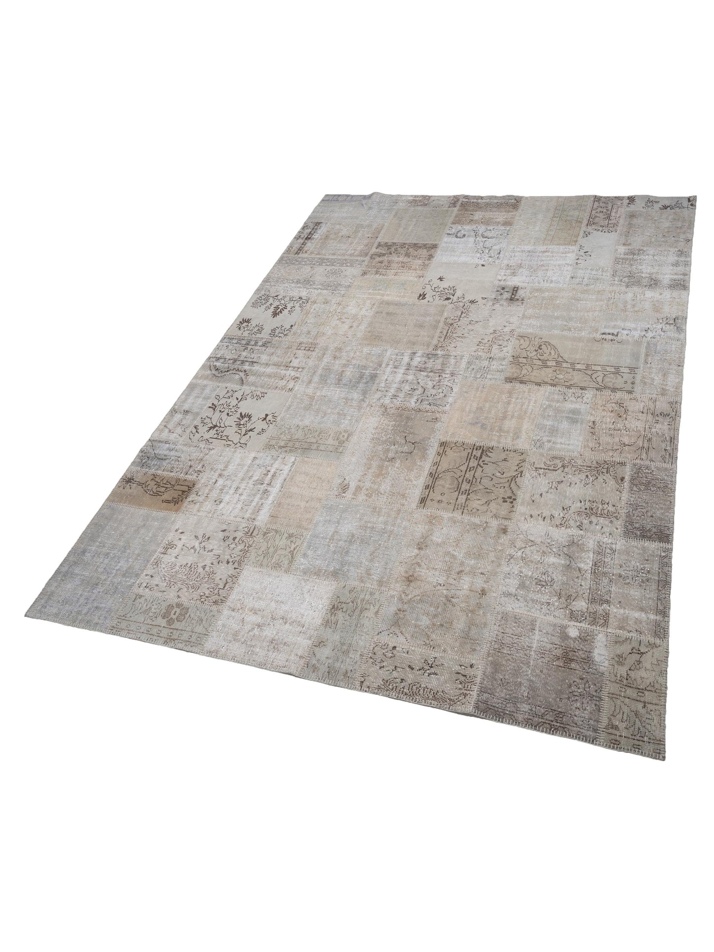 Turkish Vestige Patchwork 117763 Silver 9.10x13.11 Hand Knotted Rug