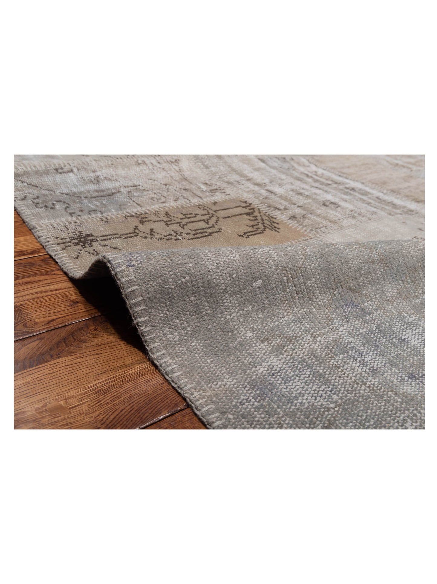 Turkish Vestige Patchwork 117763 Silver 9.10x13.11 Hand Knotted Rug