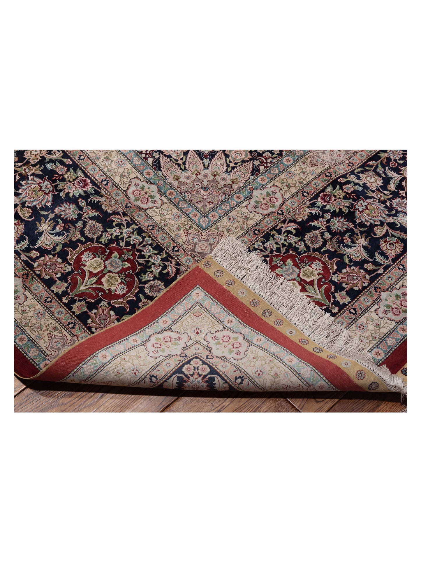 Pure Silk 117838 Red Navy 10.2x14.4 Hand Knotted Rug