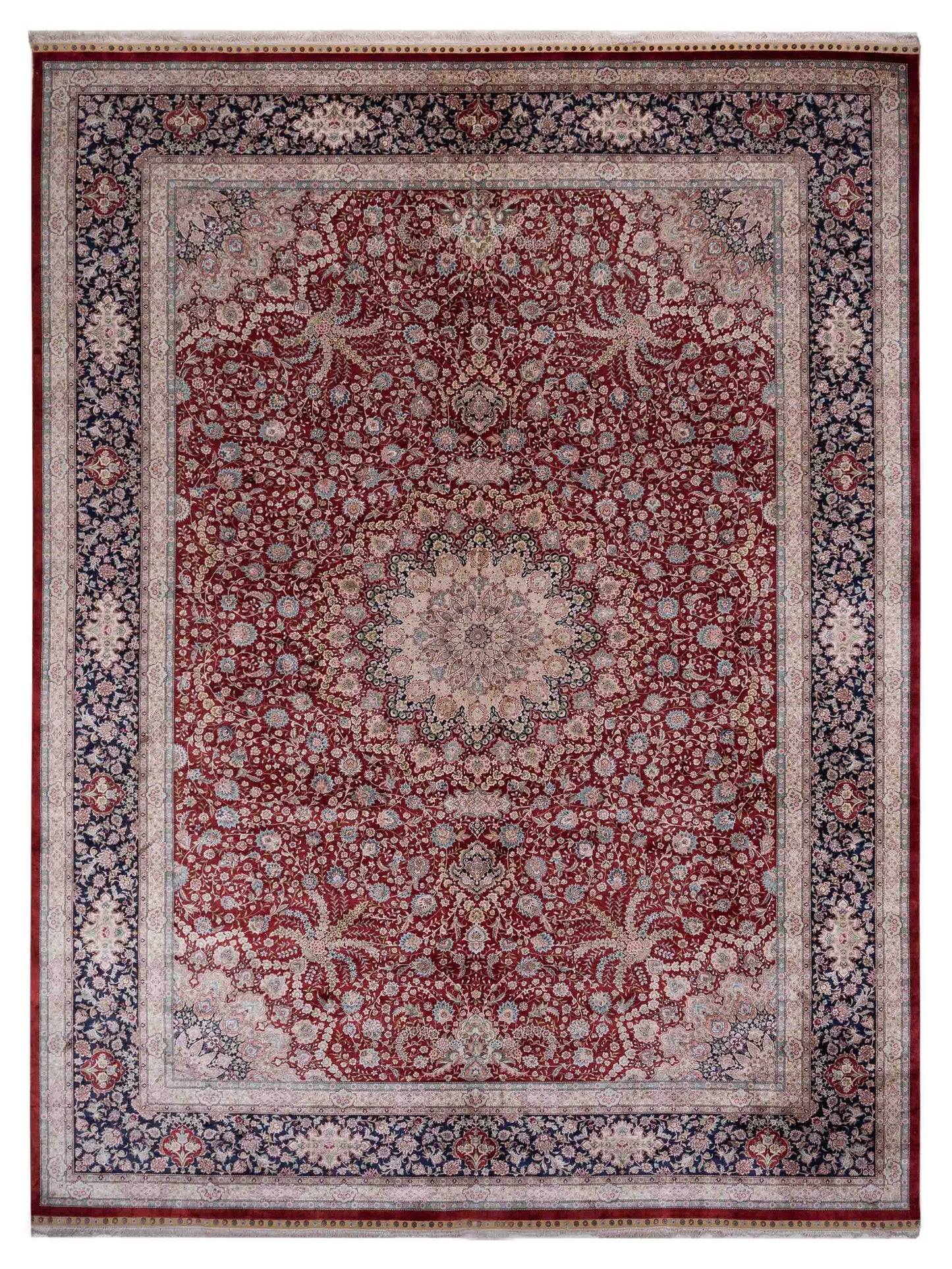 Pasha Pure Silk Red Navy Traditional