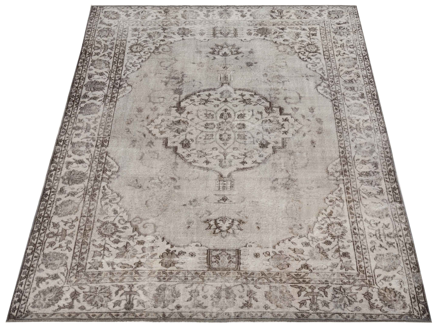 Vintage 117882 Silver 8x10.8 Hand Knotted Rug
