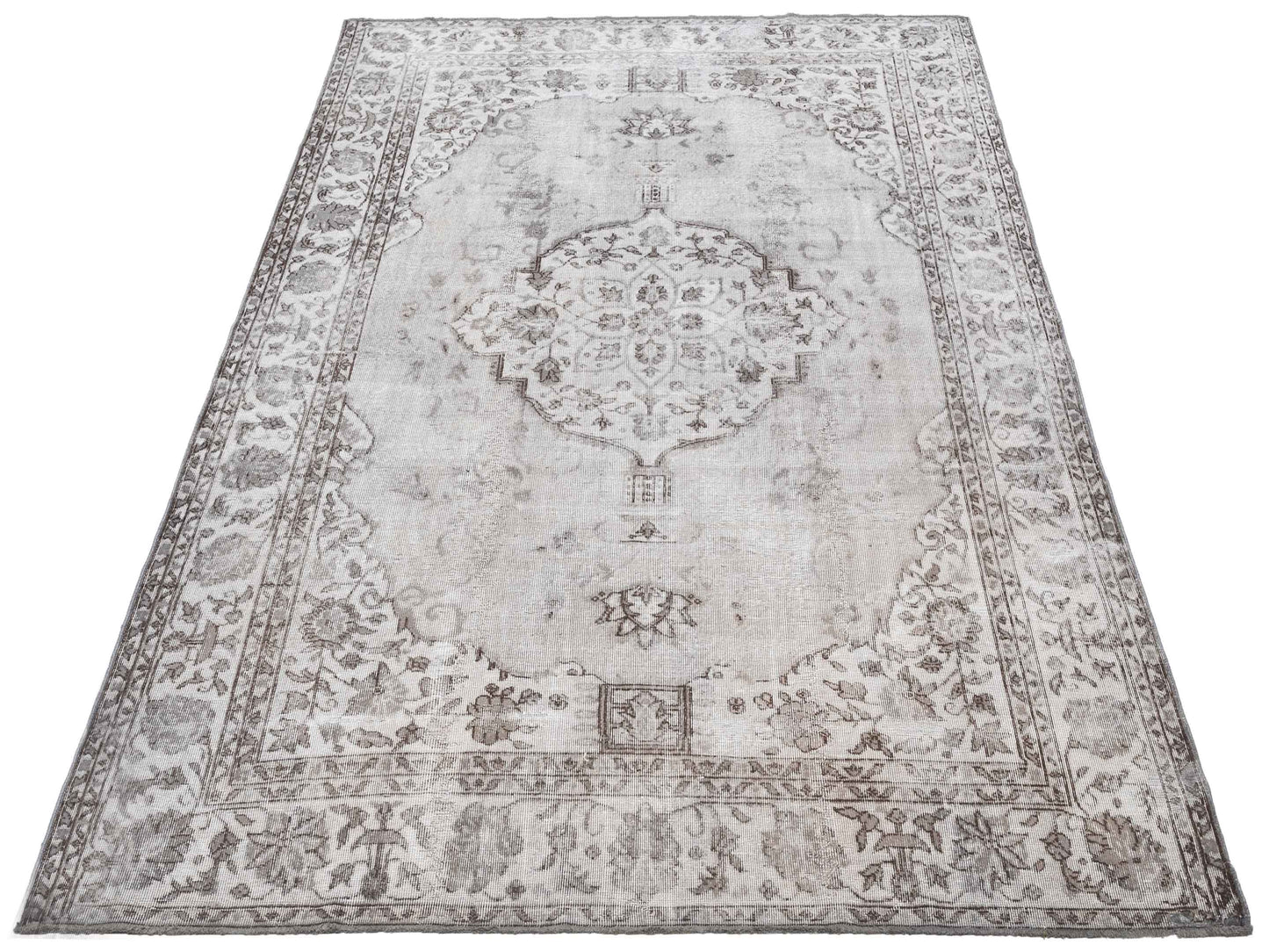 Vintage 117882 Silver 8x10.8 Hand Knotted Rug