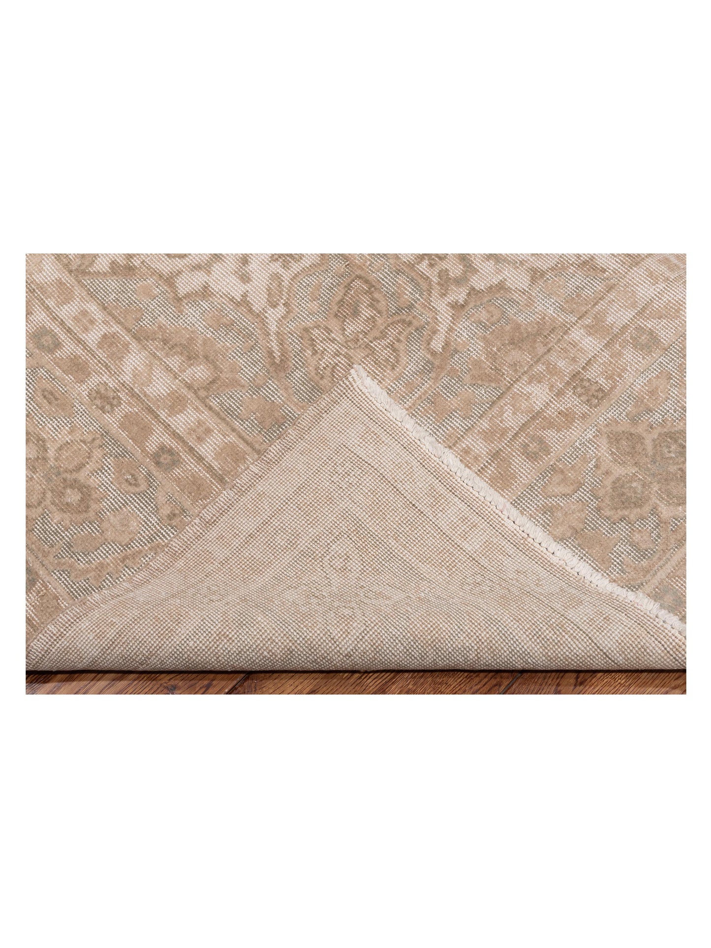 Vintage 117887 Ivory Green 7.6x11 Hand Knotted Rug