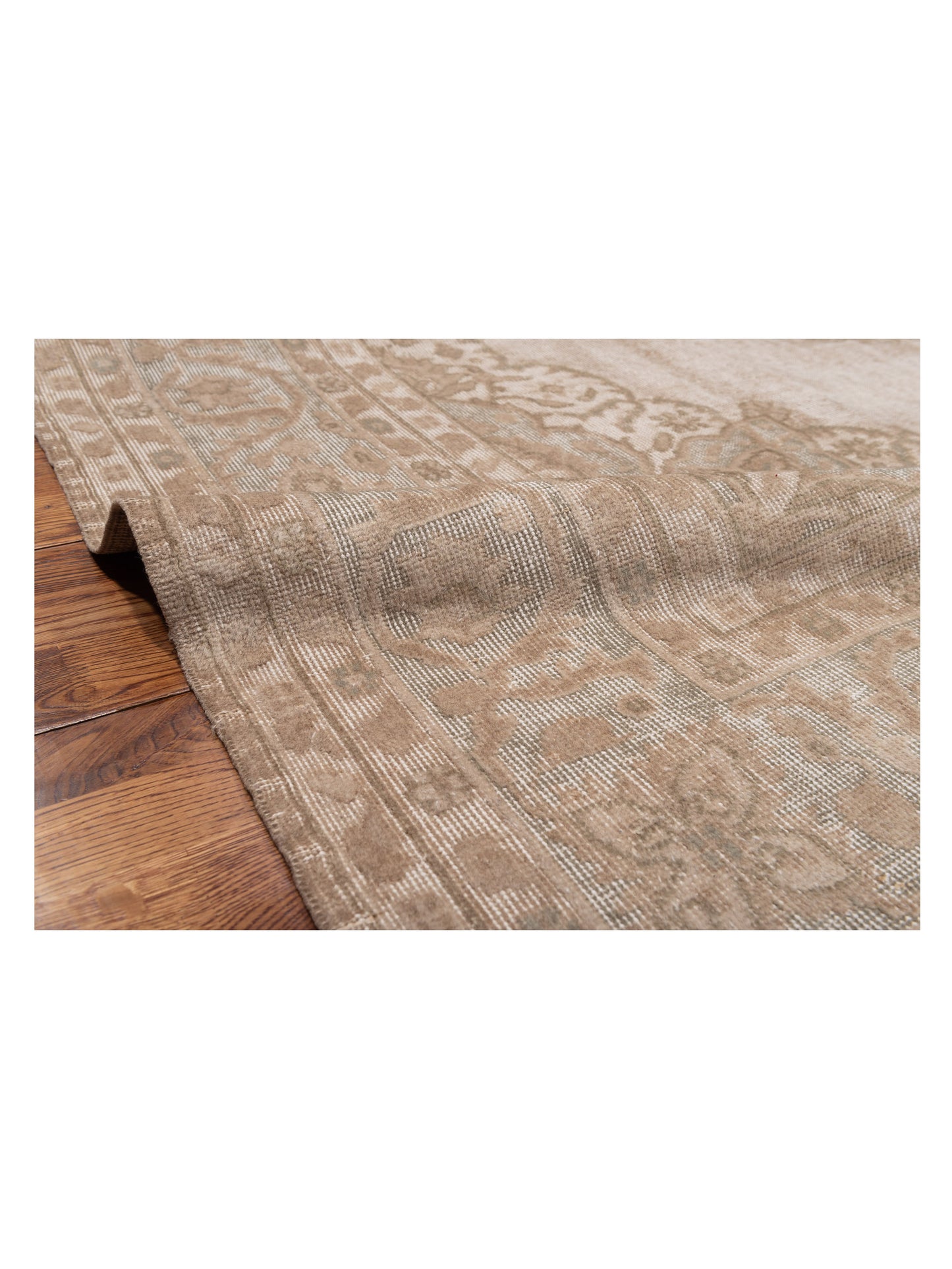 Vintage 117887 Ivory Green 7.6x11 Hand Knotted Rug