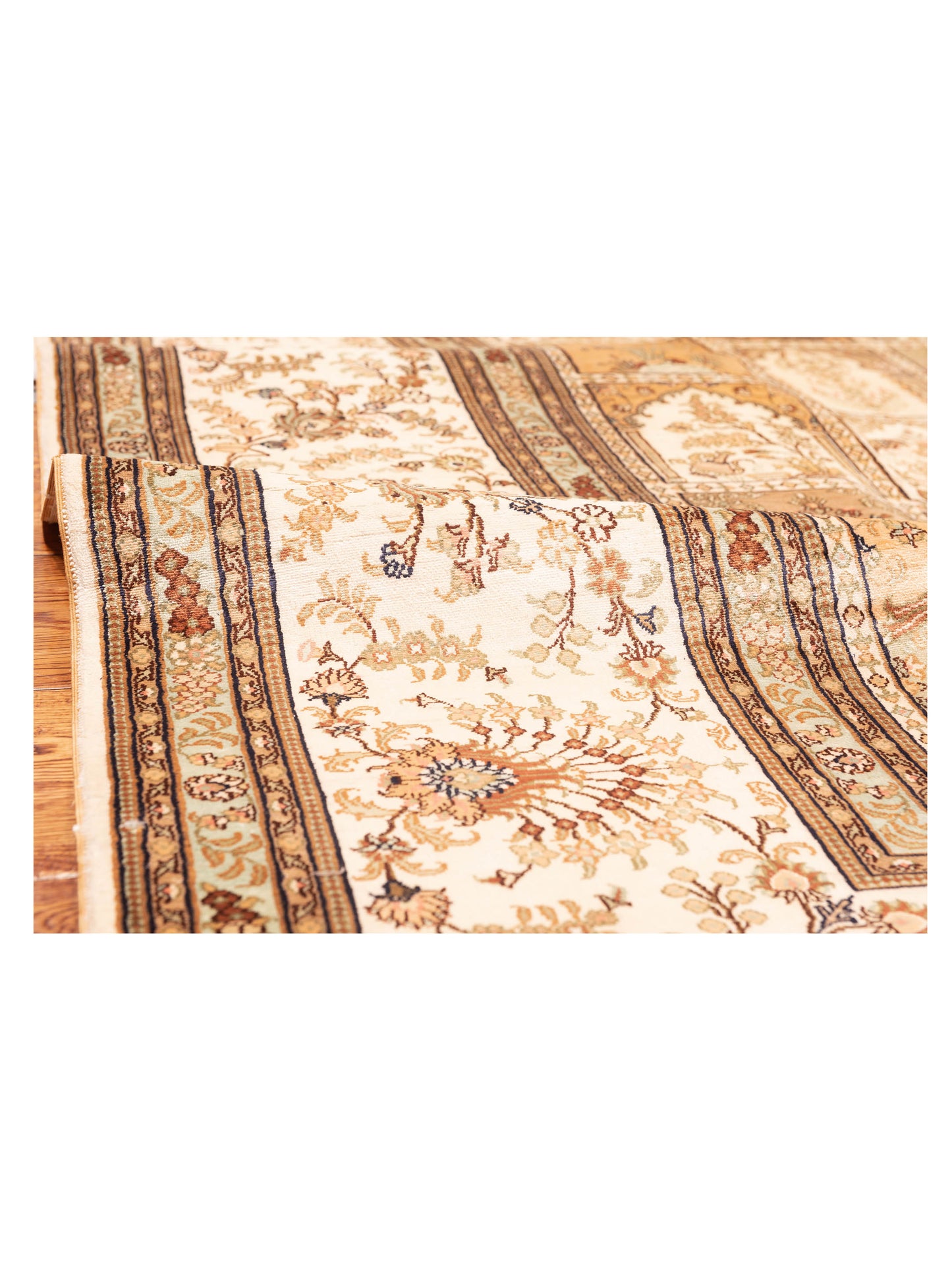 Pure Silk 118024 Ivory Ivory 9.1x11.7 Hand Knotted Rug