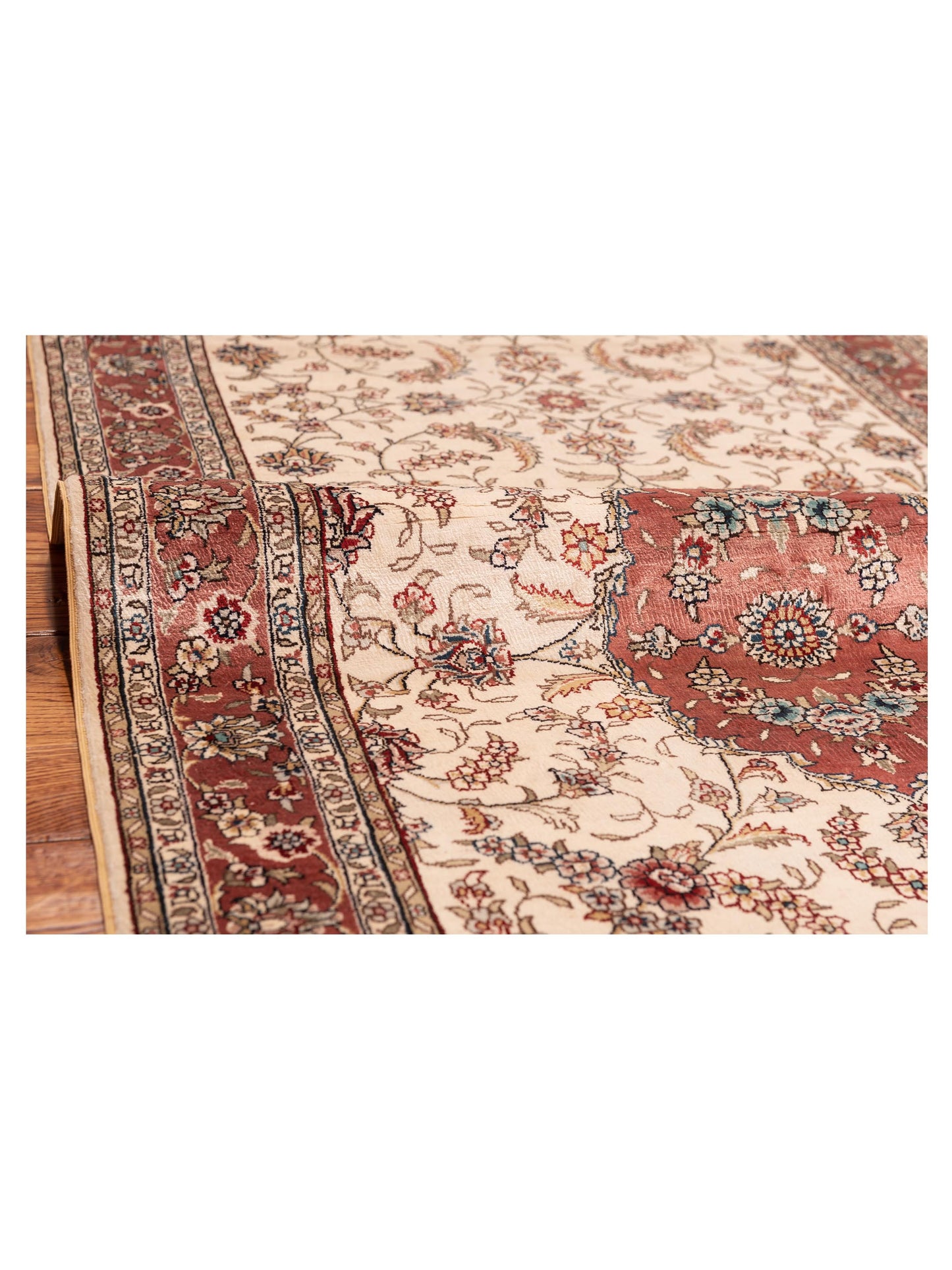 Pure Silk 118048 Ivory Pink 2.7x10 Hand Knotted Rug