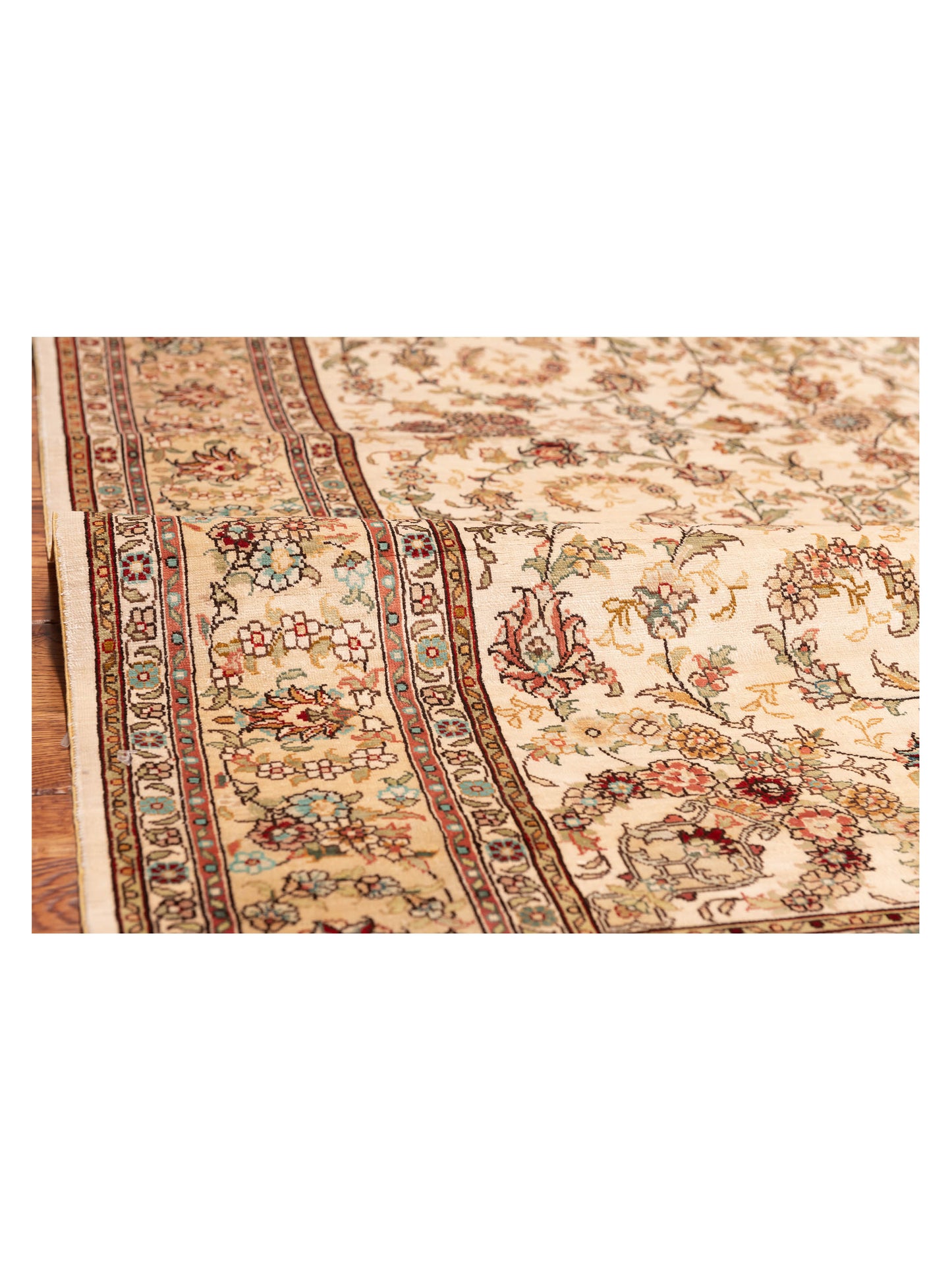 Pure Silk 118103 Ivory Gold 4.1x6 Hand Knotted Rug