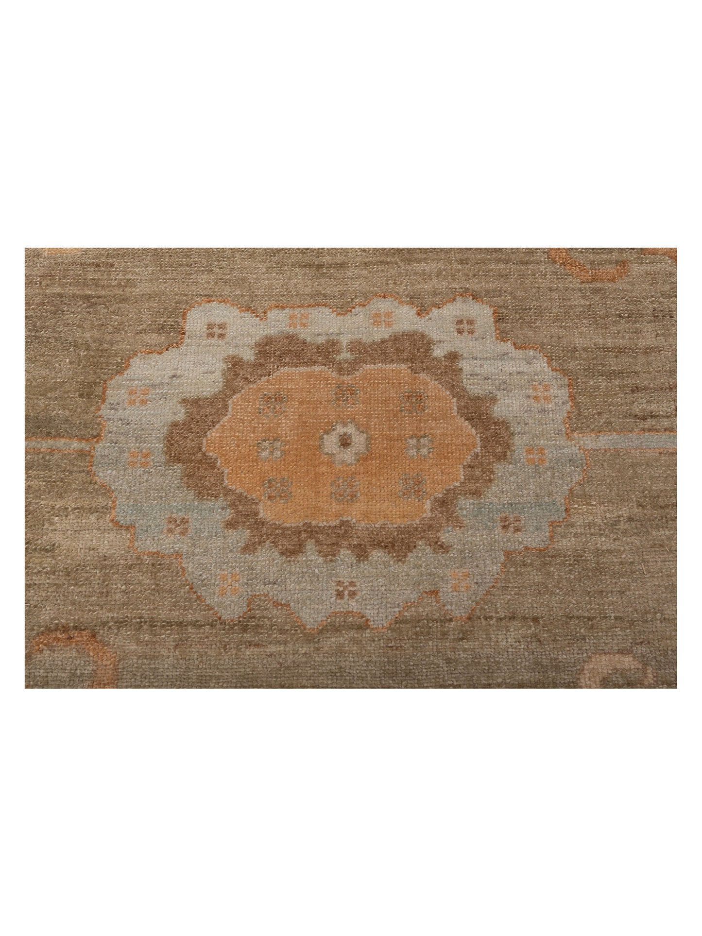 Angora Oushak 118135 Green Brown 12.2x13 Hand Knotted Rug