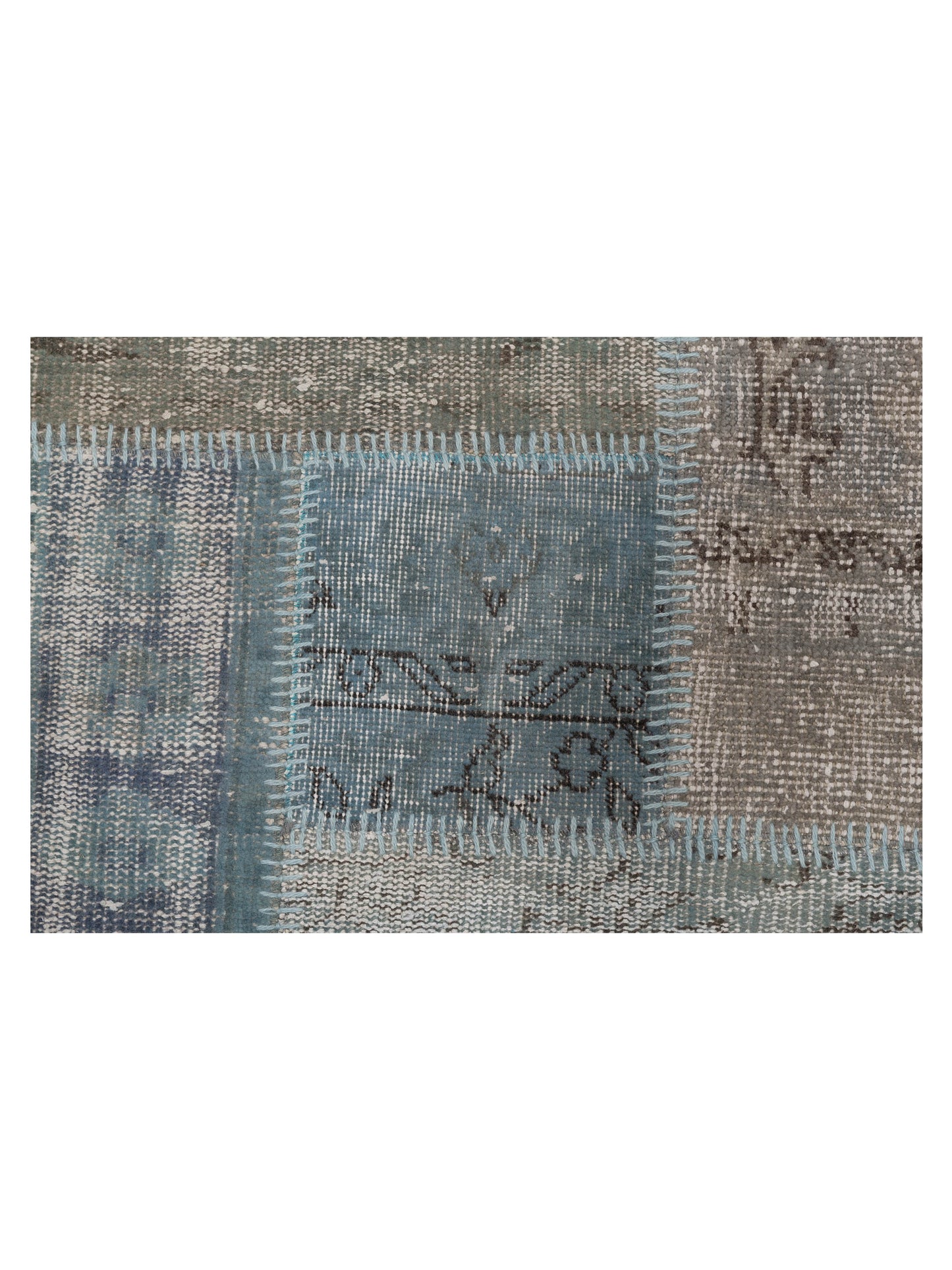 Turkish Vestige Patchwork 118338 Blue 9.1x12.2 Hand Knotted Rug