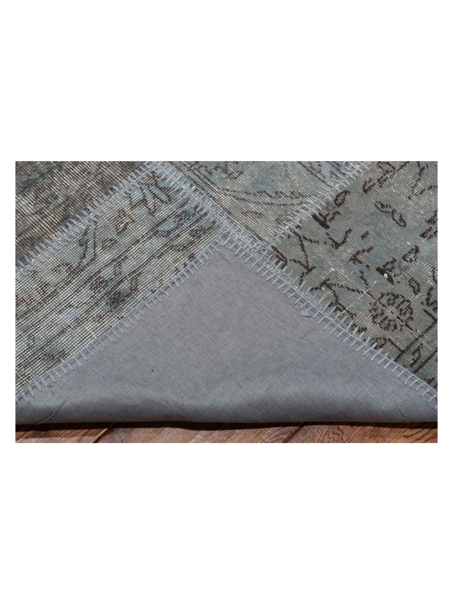 Turkish Vestige Patchwork 118341 Blue Gray 9x12.1 Hand Knotted Rug