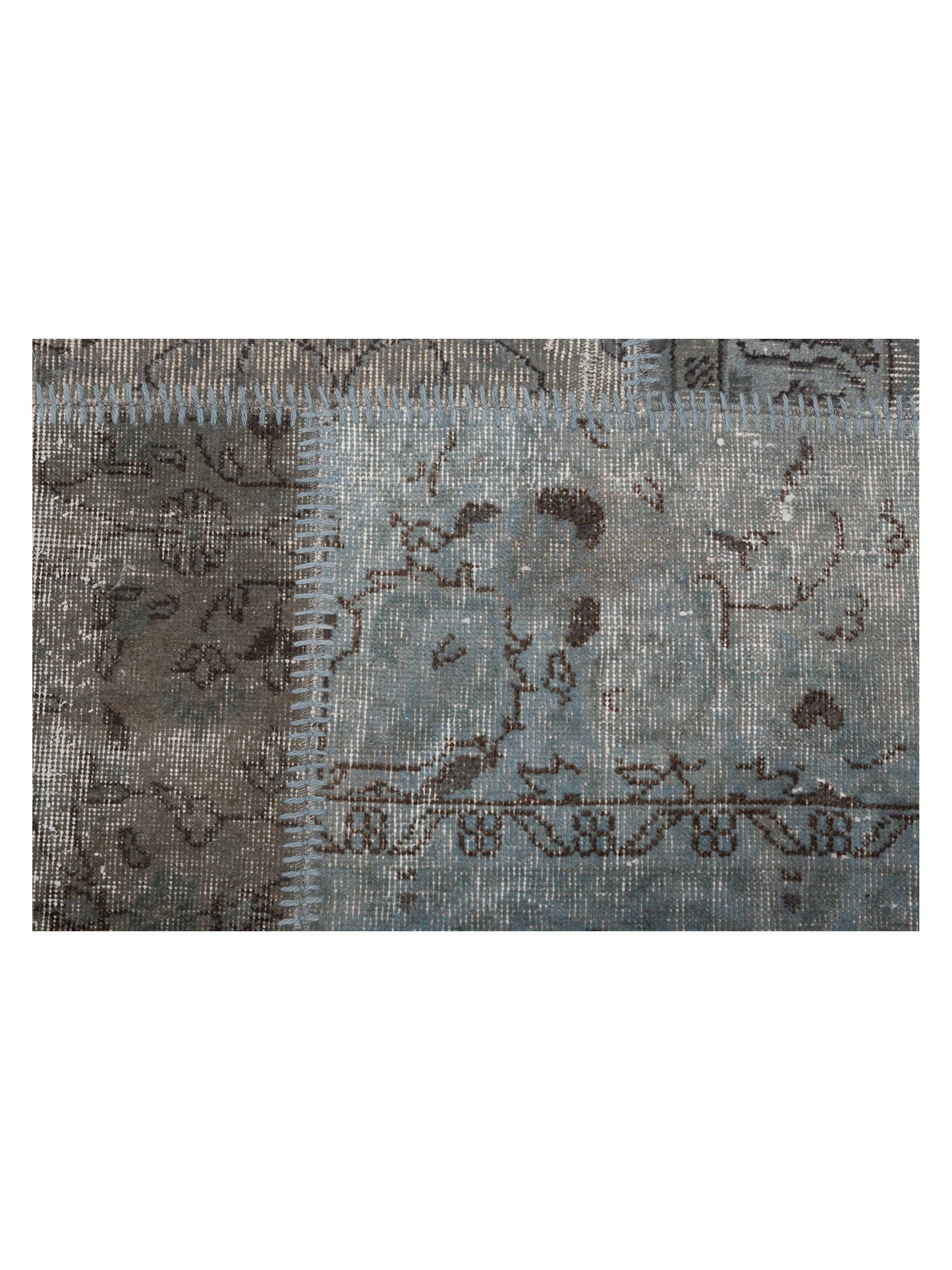 Turkish Vestige Patchwork 118341 Blue Gray 9x12.1 Hand Knotted Rug