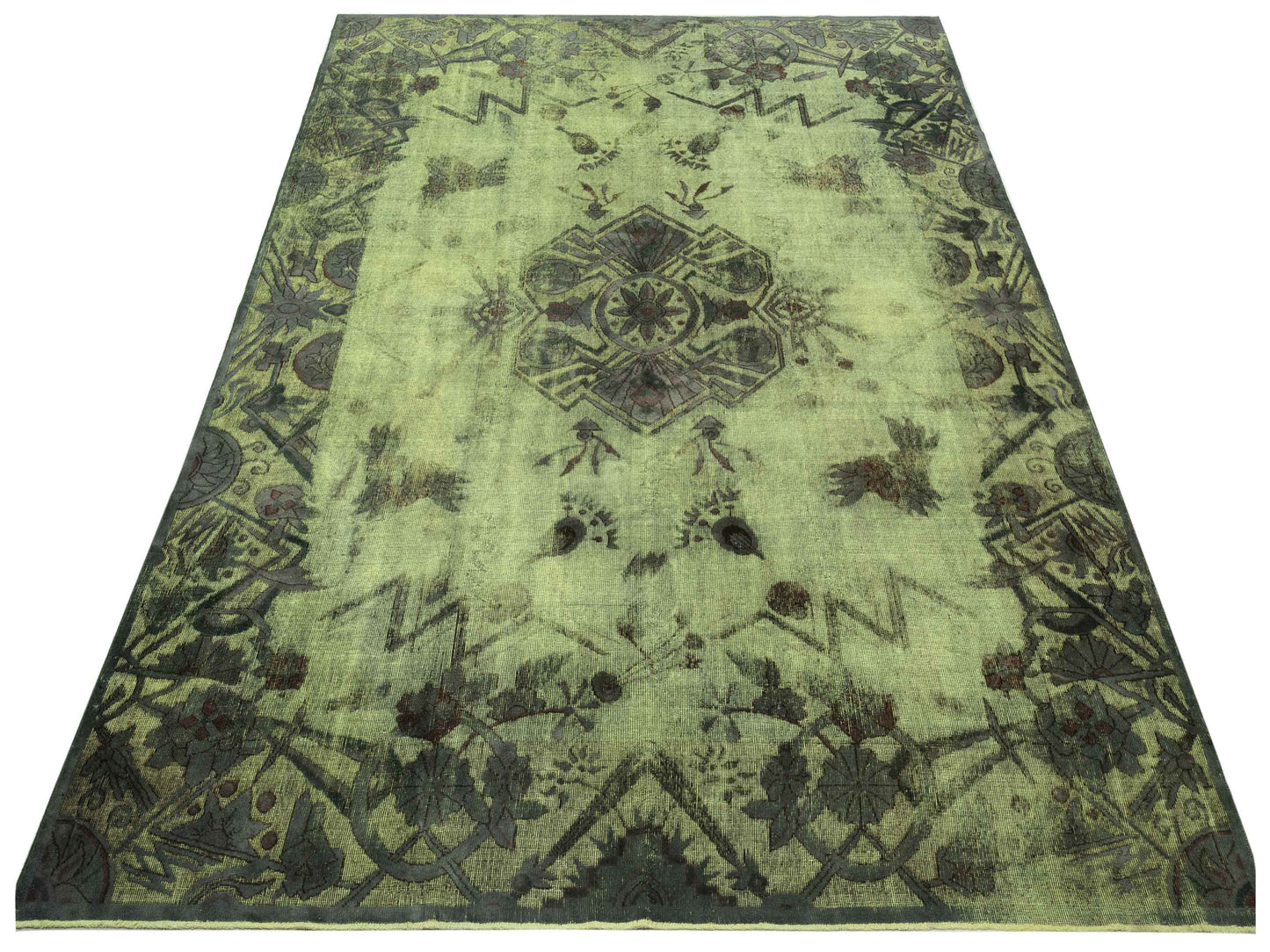 Vintage 118463 Green 8.2x11.4 Hand Knotted Rug