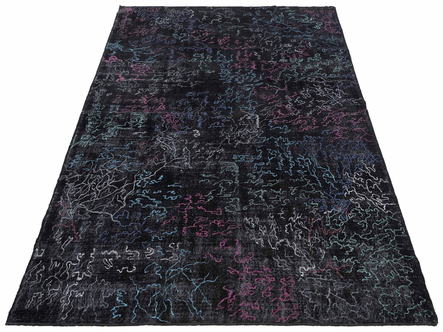 Vintage 118479 Black 8x11.5 Hand Knotted Rug