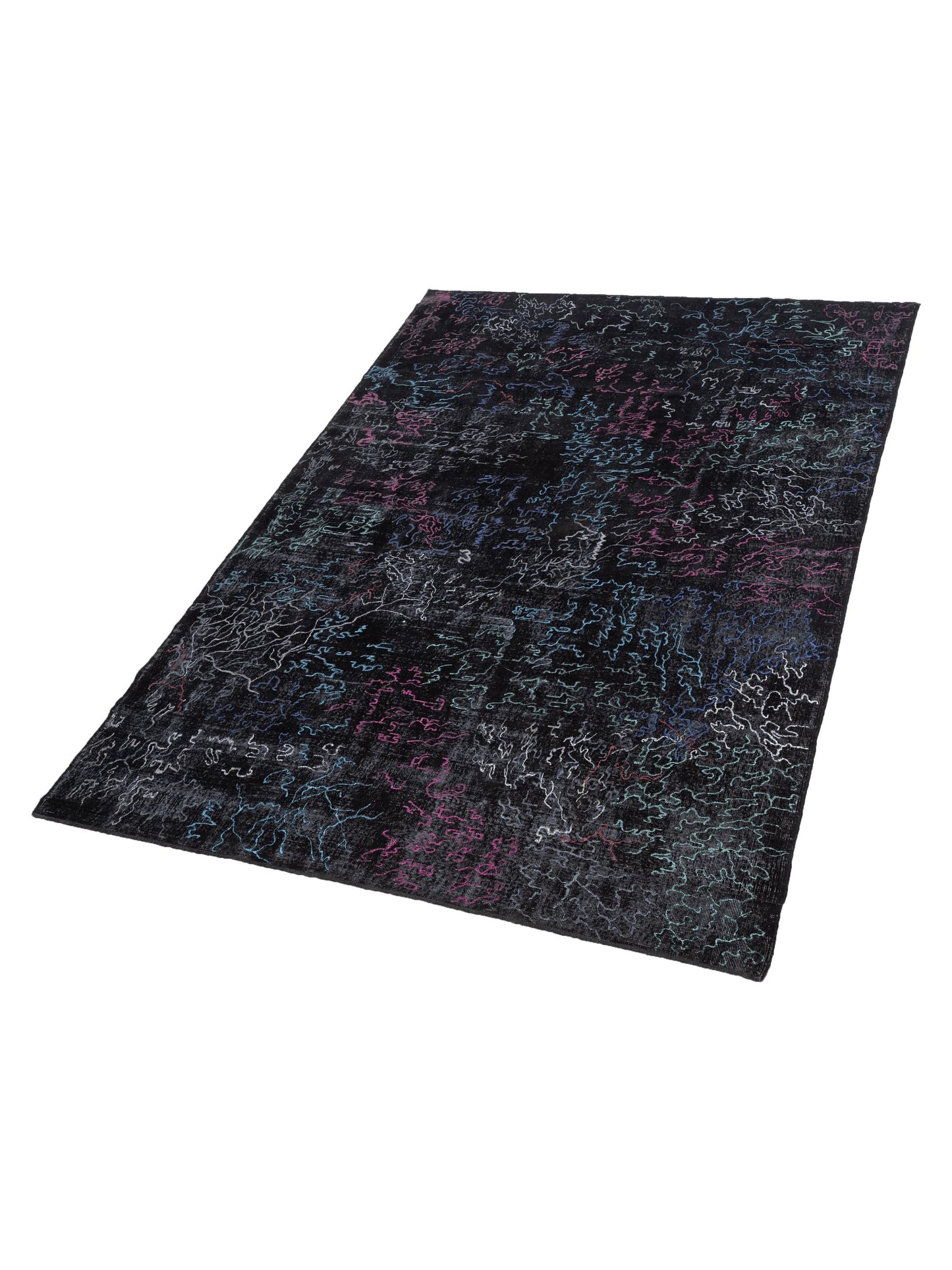 Vintage 118479 Black 8x11.5 Hand Knotted Rug