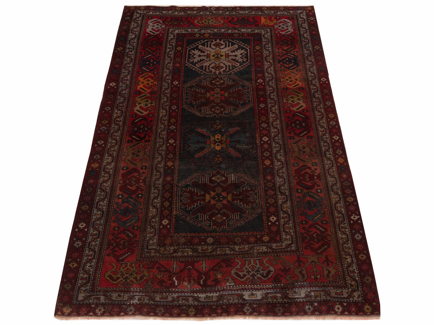 Old Anatolian 118731 Black Red 4.4x7.5 Hand Knotted Rug